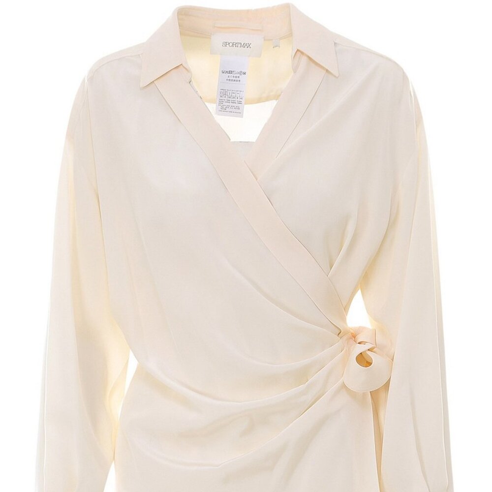 Sportmax Cream Silk Wrap Shirt 8 NWT